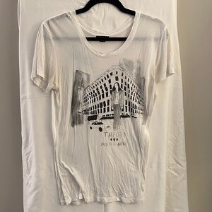 Theory Urban Graphic Tee in White and Gray